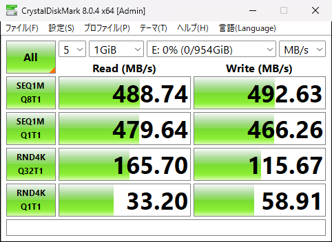SSD（データ用）ベンチマーク結果