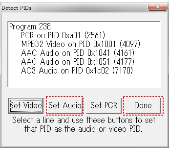 Set Audioボタンを押し、Doneを押します。