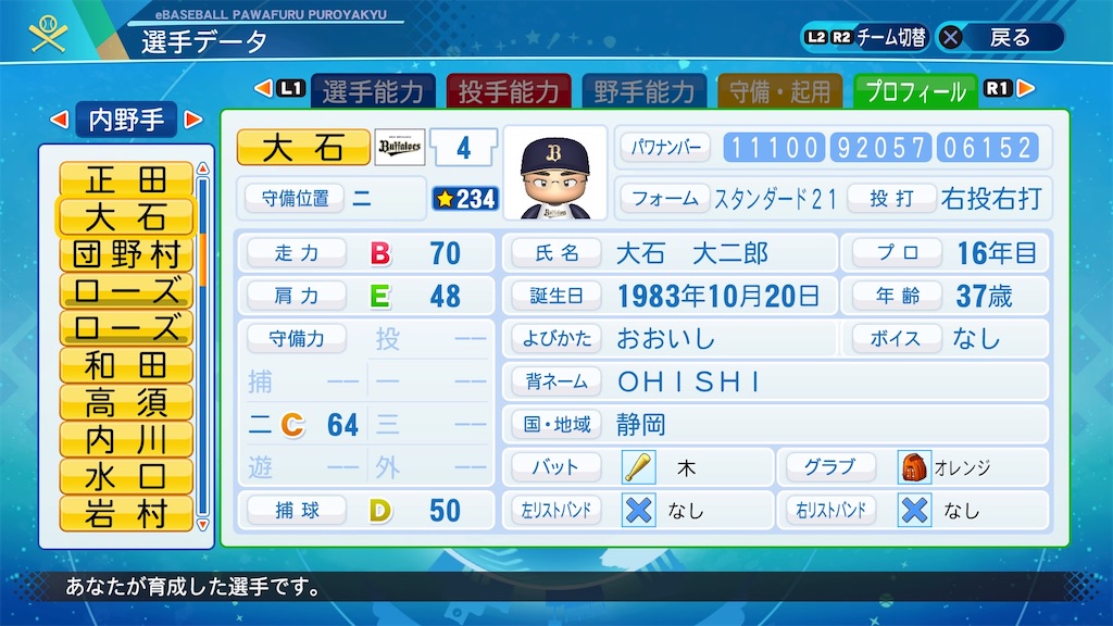 パワプロ2020【近鉄】大石大二郎 - 義烈のキャンプ時々パワプロ2024