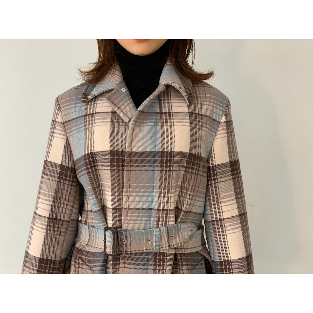 AURALEE WOOL CHECK MELTON コート AURALEE WOOL CHECK MELTON LONG SOUTIEN COLLAR COAT