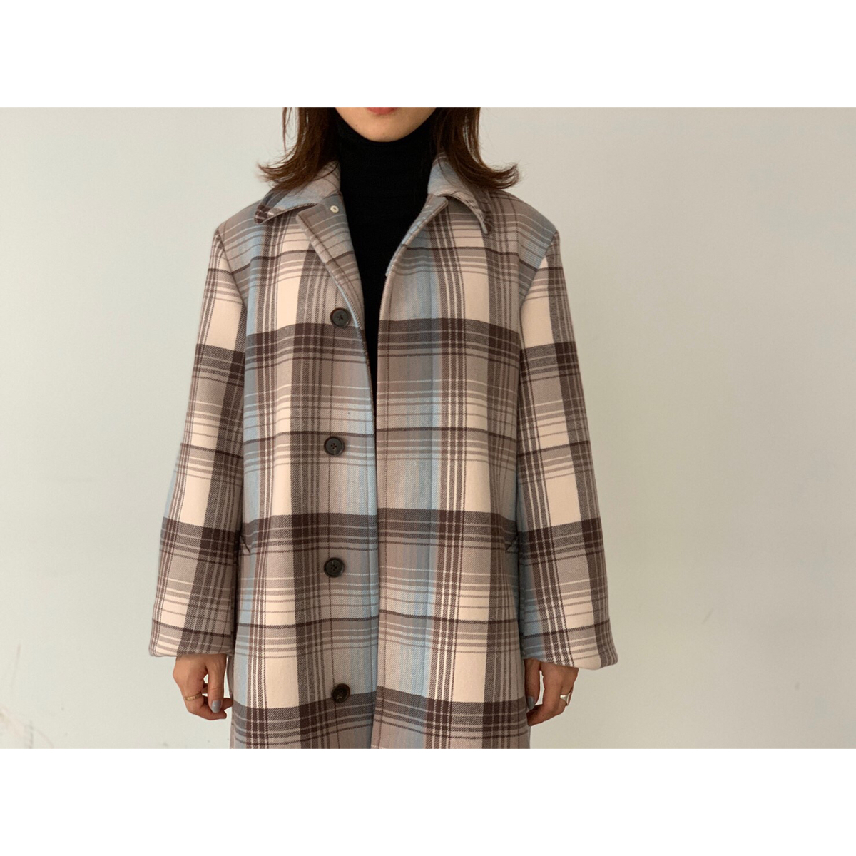 AURALEE WOOL CHECK MELTON コート AURALEE WOOL CHECK MELTON LONG SOUTIEN COLLAR COAT