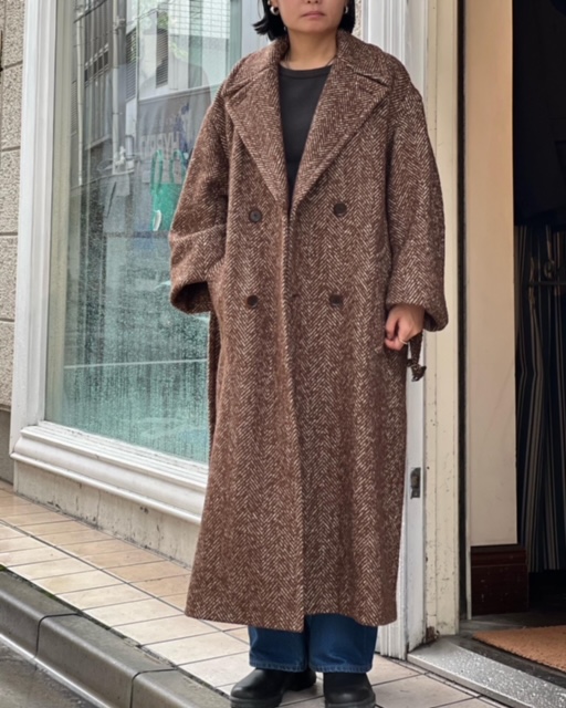 ジャケット・アウター AURALEE ALPACA HERRINGBONE TWEED COAT AURALEE WOOL ALPACA HERRINGBONE TWEED SOUTIEN COLLAR COAT