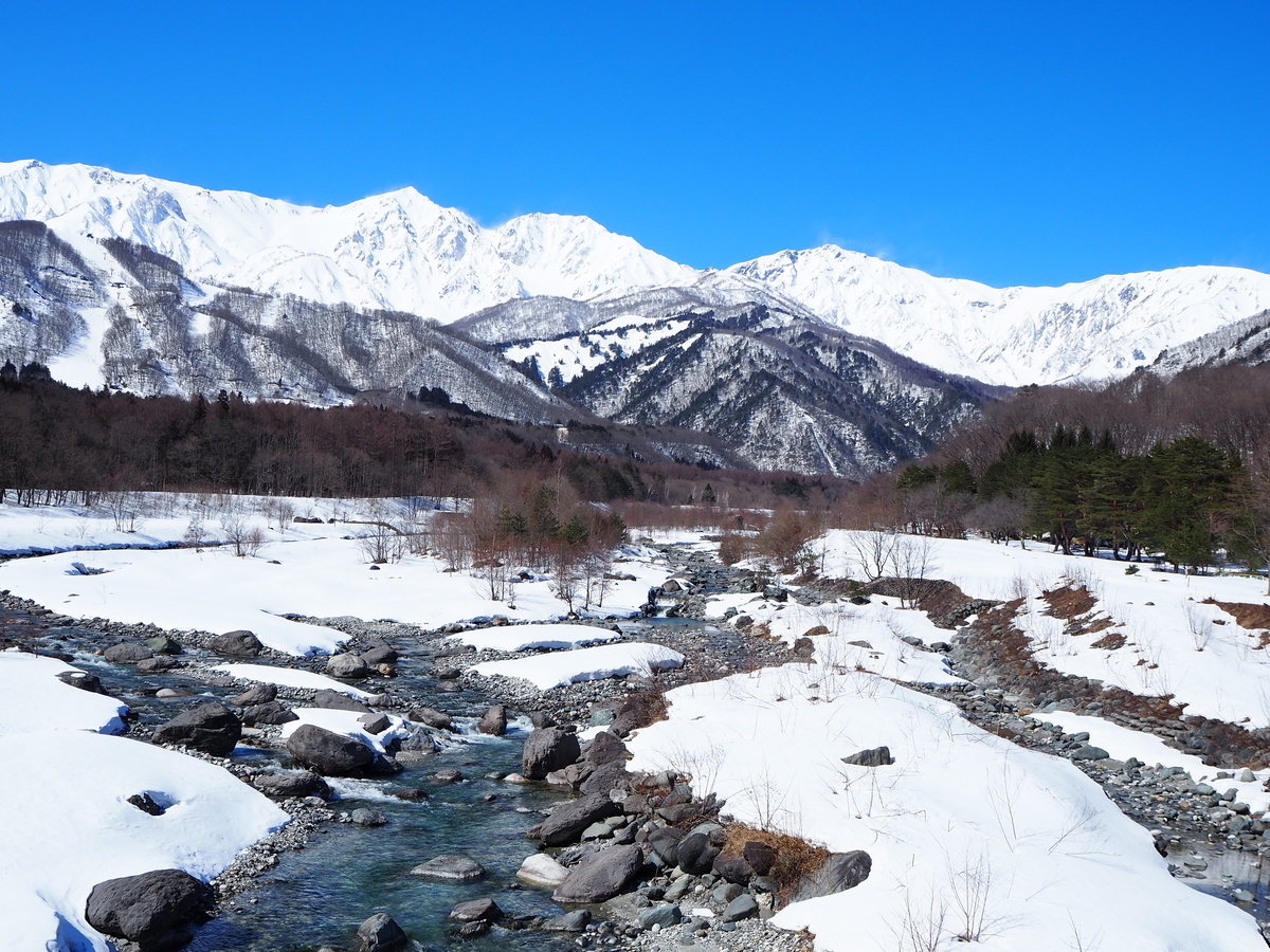 スキー場帰りに北アルプスの絶景を撮影 お勧めポイント 白馬大橋 週休５日のスノボ生活