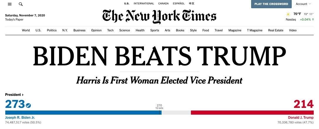 Vol 79 年アメリカ大統領選レポート 9 両者史上最多得票をとってjoseph Robinette Biden Jr が次期大統領に 87 物語三昧 できればより深く物語を楽しむために