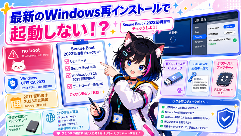 2026年最新】Windows再インストール後にno boot？Secure Boot 2023証明