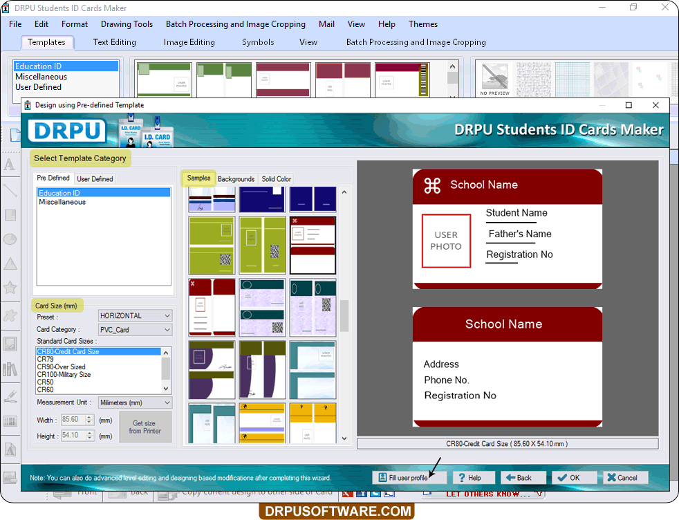 Select Template to Design ID Cards Select Template to Design ID Cards