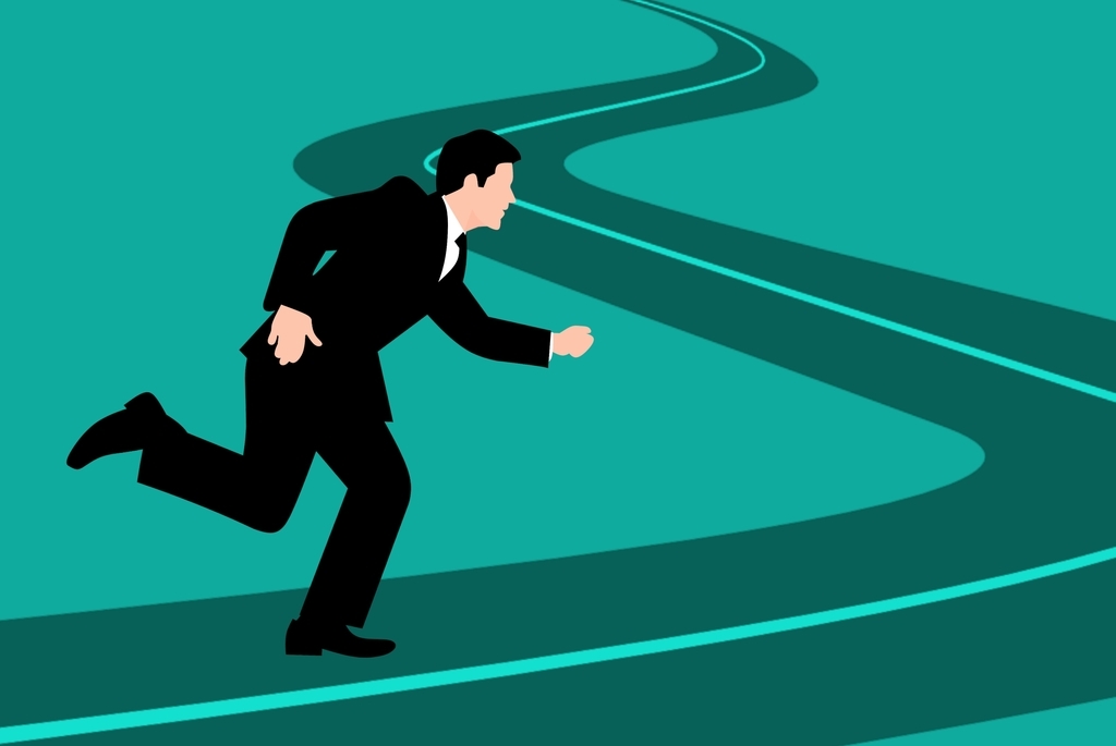 The picture of man trying to run as fast as possible