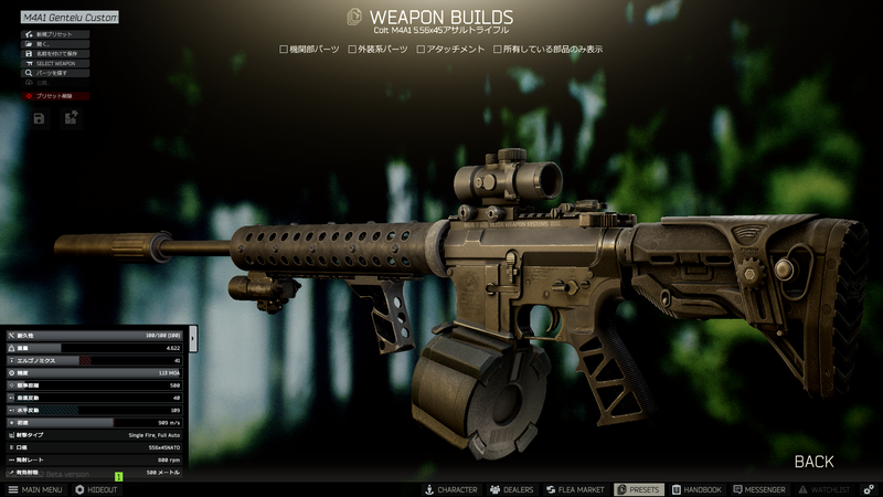 Escape from Tarkov】個人的にカッコよくて強いM4A1のカスタムとパーツを