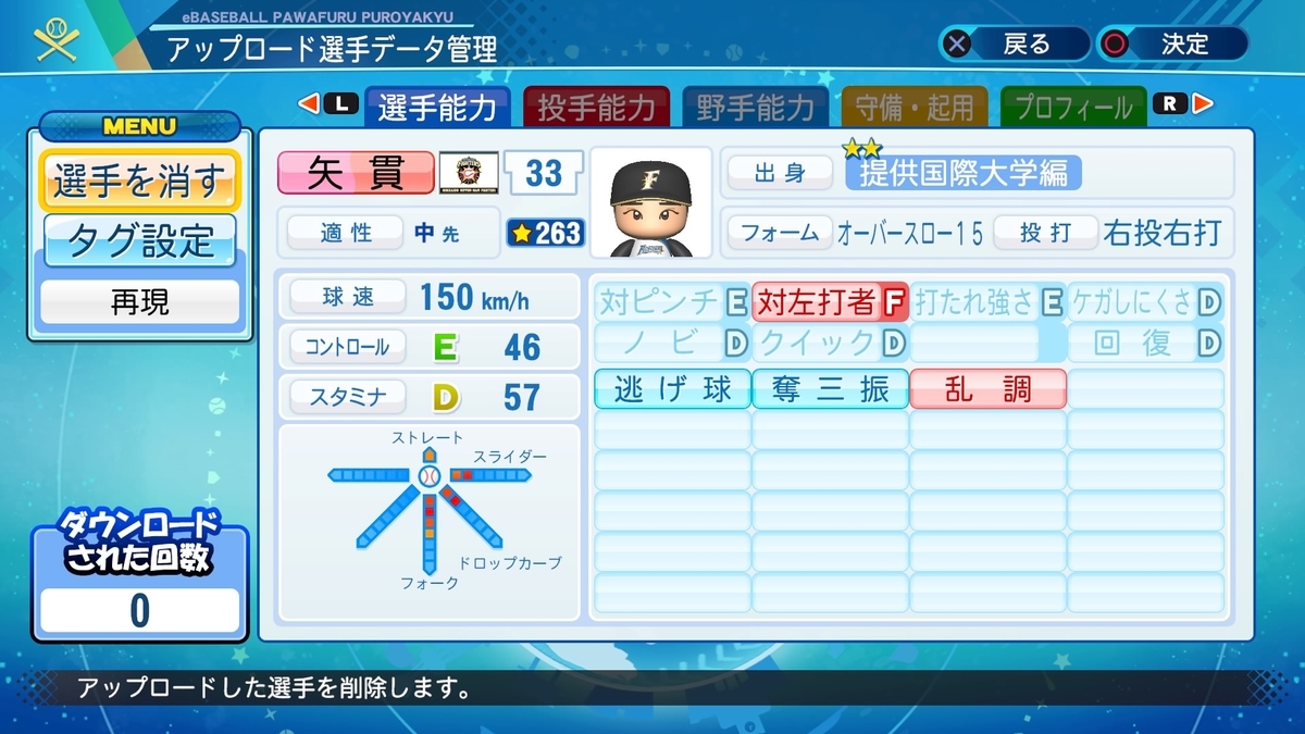 矢貫俊之（日ハム）【パワナンバー・パワプロ2020】 - パワプロ村