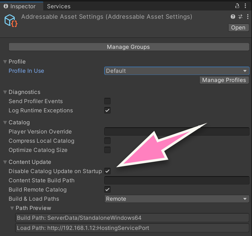 Addressables.CheckForCatalogUpdates() で返ってくるリストが