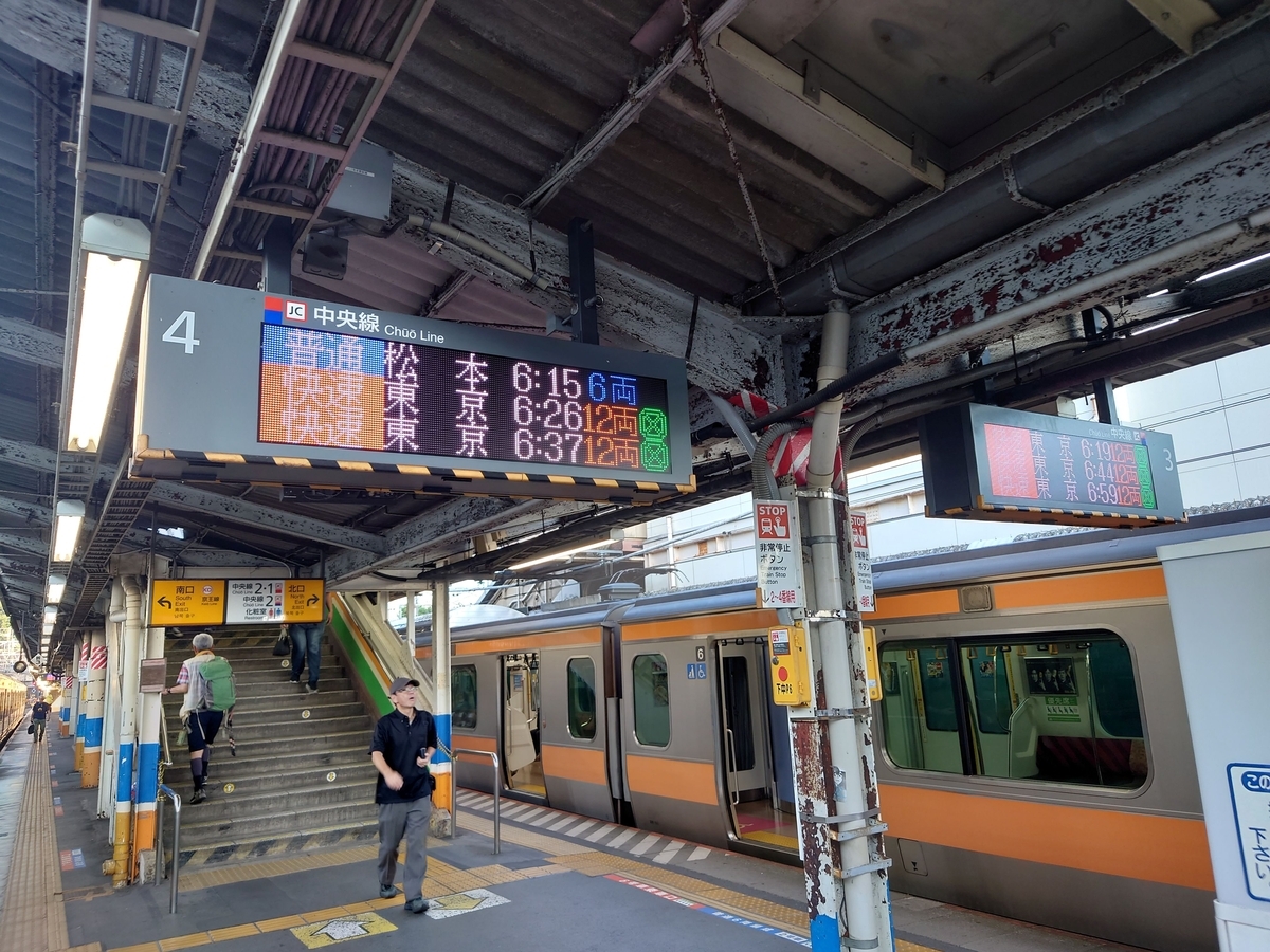 青春18きっぷを使って早朝の中央東線に乗り、上諏訪駅まで行った時の話