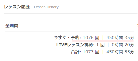 ネイティブキャンプ学習履歴