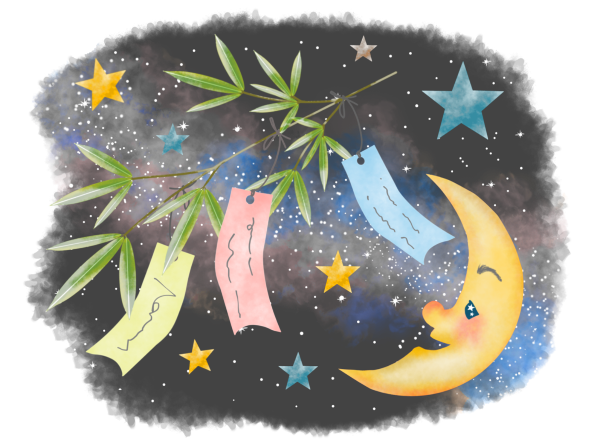 七夕飾りと天の川