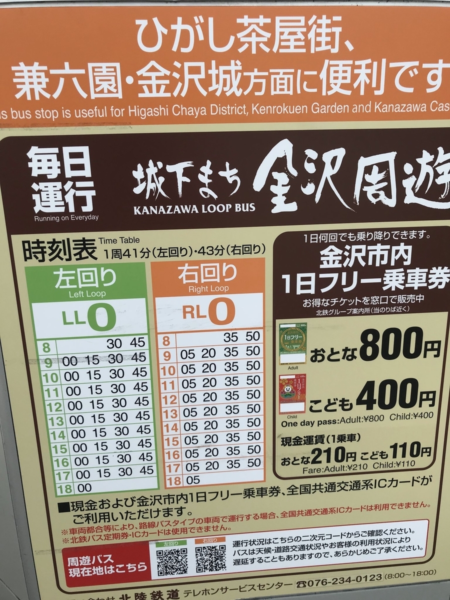 金沢周遊バス 時刻表