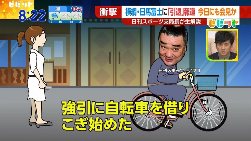 暴行事件当日 日馬富士に 自転車に乗らせて あなたが乗っていいと言ったから あなたのせいですからね と言われた 2