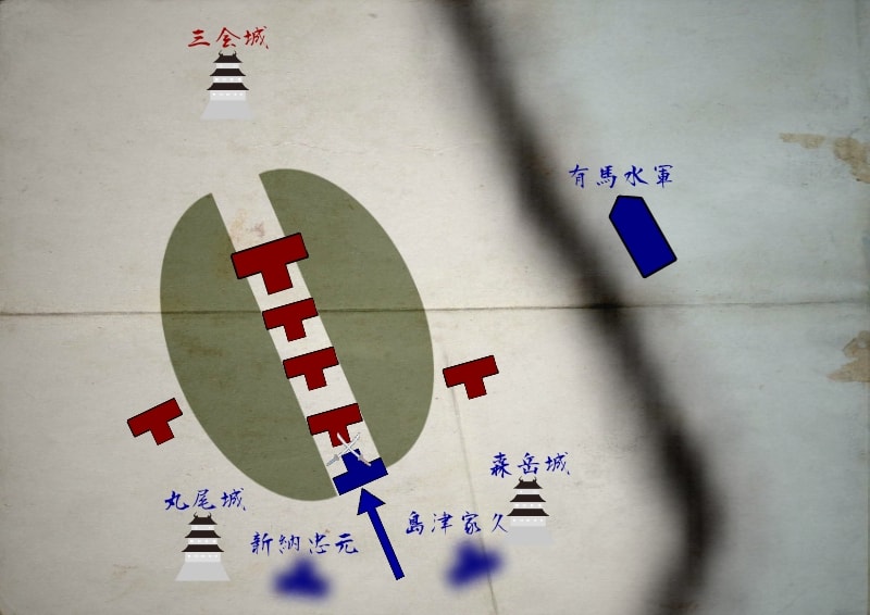 沖田畷で戦闘が始まる