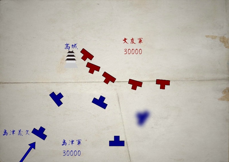 布陣を完成させる両軍