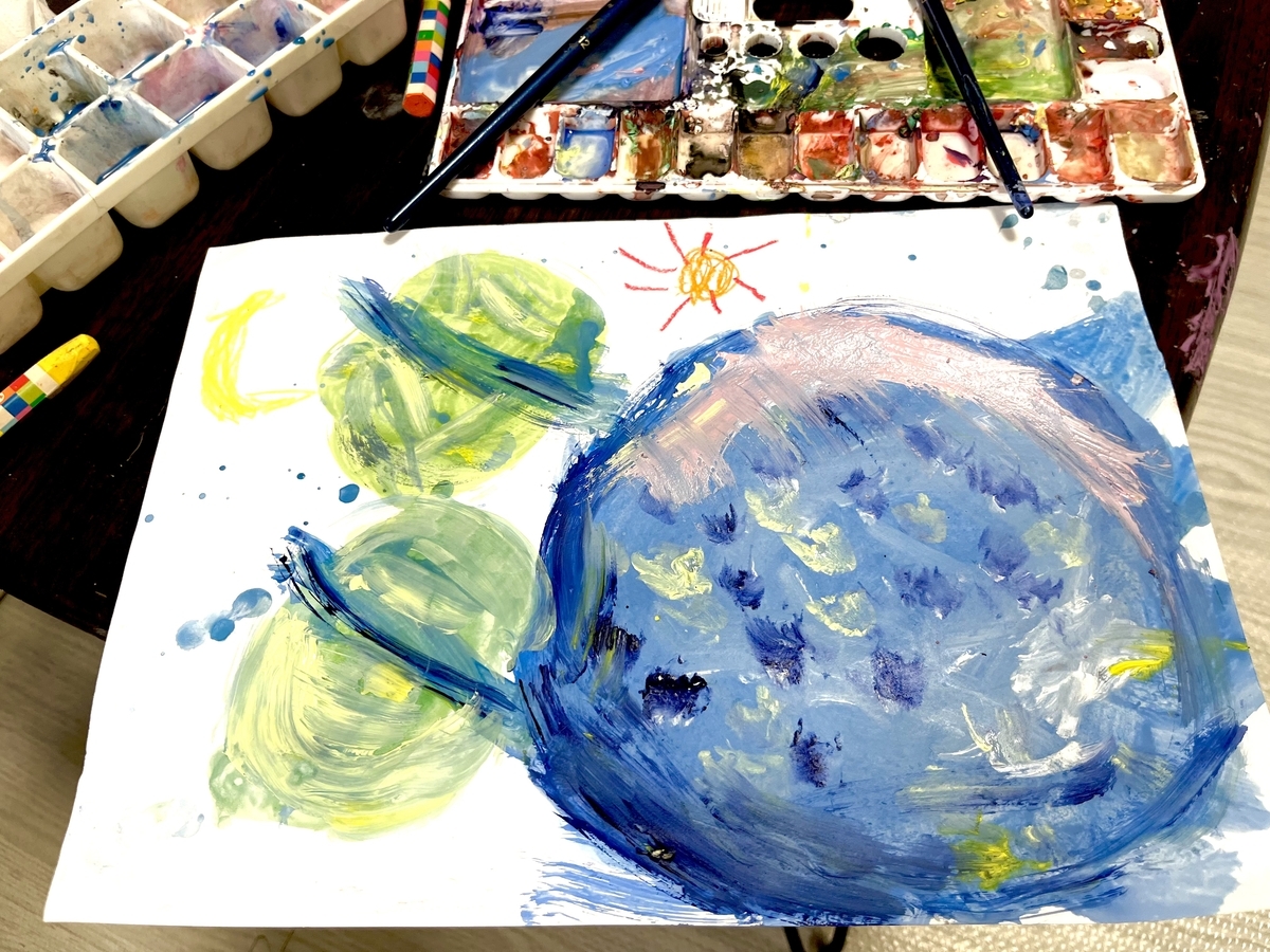 5歳の絵の具　テーマは「地球」