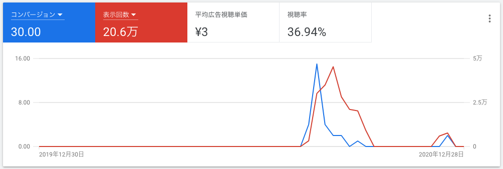 YouTube広告の運用結果