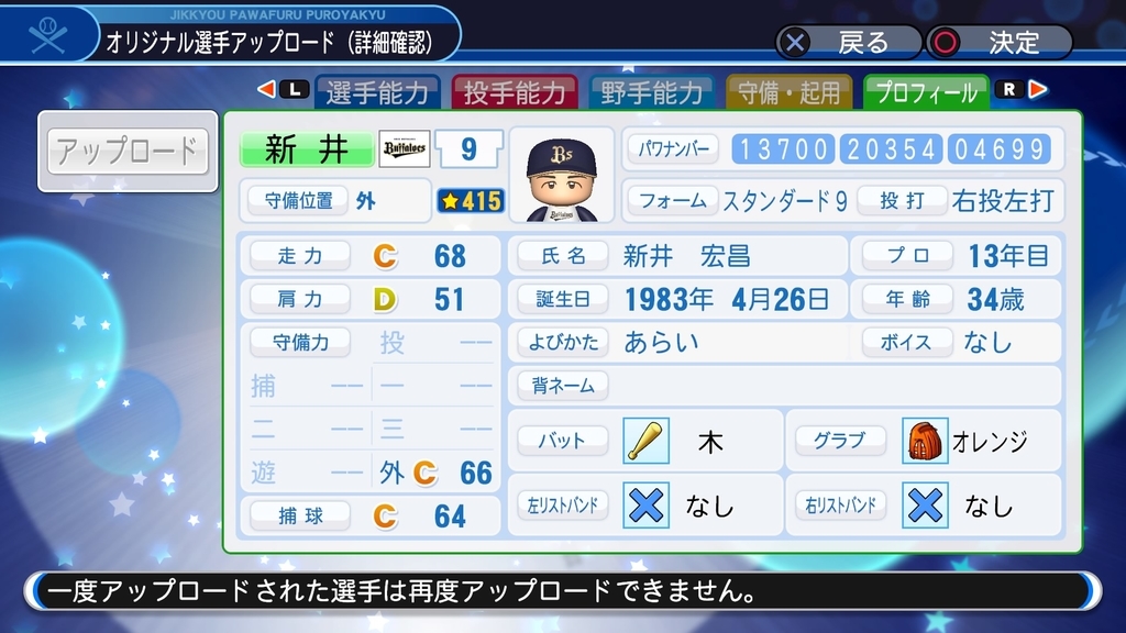 新井宏昌(近鉄)【パワナンバー・パワプロ2018】 - 東高校のパワプロ日記