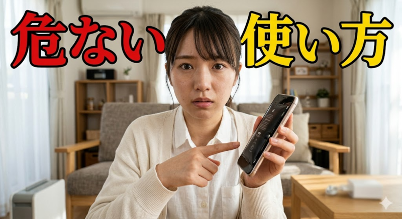 家庭の中で起こりやすいリチウムイオン電池の危険な場面をまとめた画像