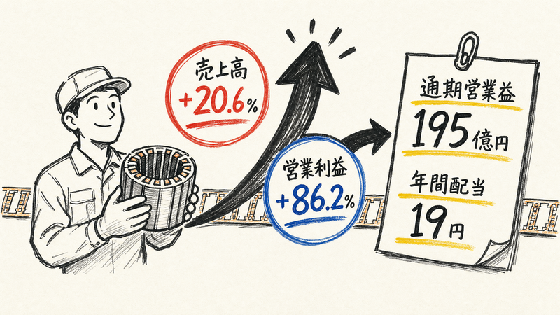 三井ハイテックの営業利益86.2％増と通期上方修正