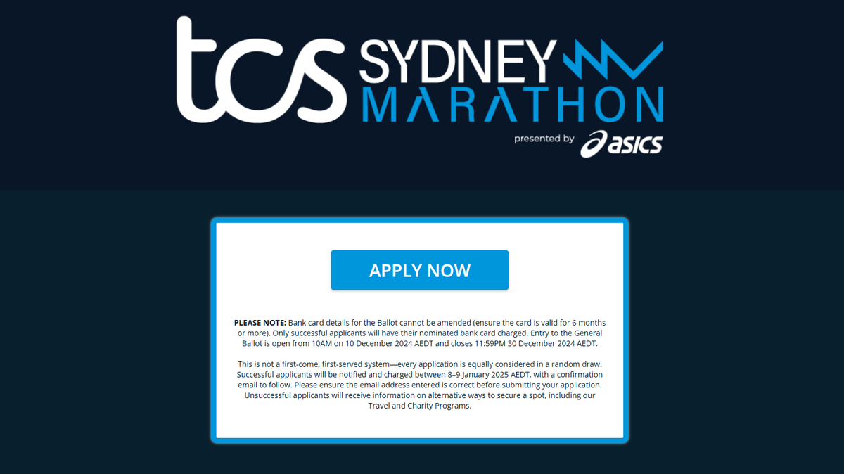 The Sydney Marathon ballot has already started. 餃子ランナーは電子機器の夢を見るか？