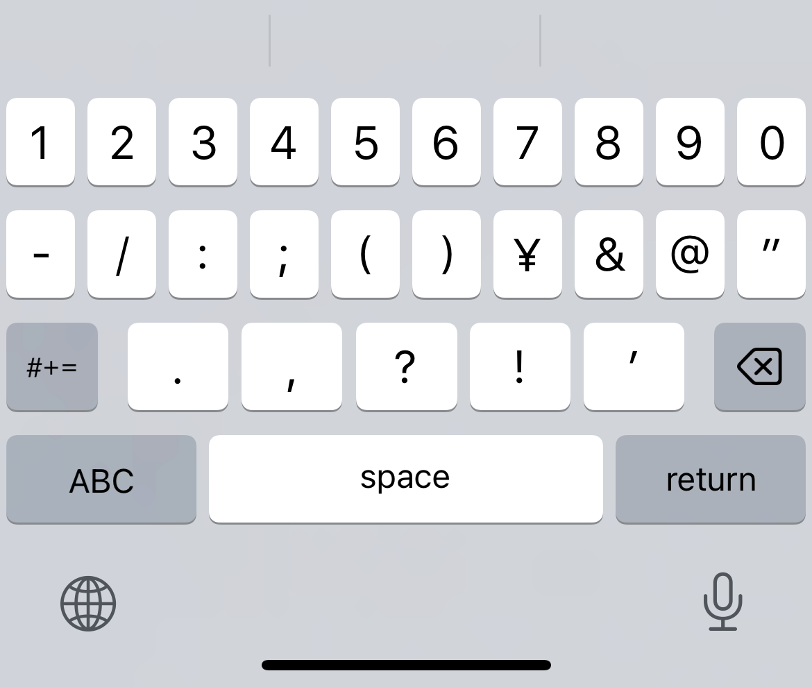 iOS numbers-and-punctuation