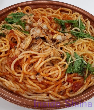 あさりと水菜のトマトボンゴレ