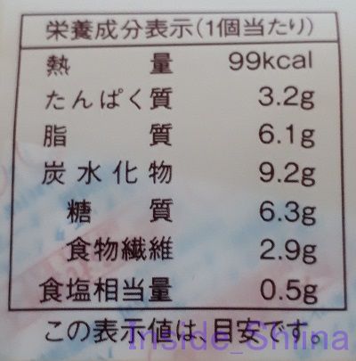 たまごを包んだしっとりパン2個入栄養成分表記