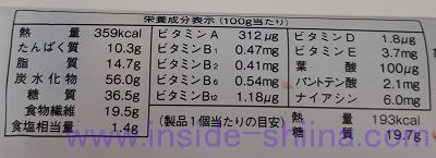 ブランビスケットパンメープル栄養成分表示