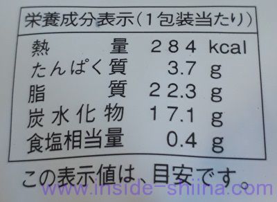 レアチーズパイシューブルーベリー栄養成分表示