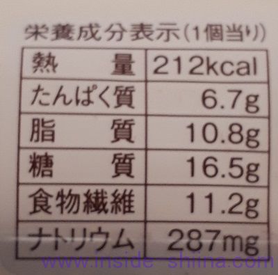 ブランの黒糖くるみフレーキー栄養成分表示