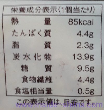 ブランの焼きカレーパン2個入栄養成分表示