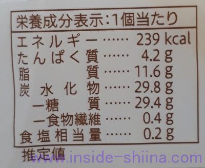 セブンカフェ ふわふわバウムクーヘン栄養成分表示