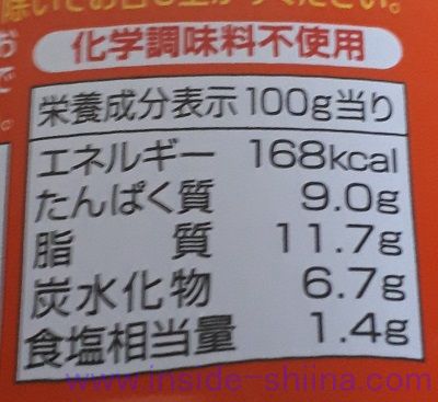 いなば チキンとタイカレーレッド栄養成分表示