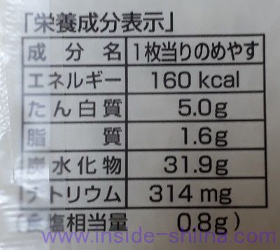 米粉入りもっちり食パン栄養成分表示