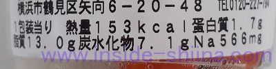 野菜スティック味噌マヨ(ファミマ)栄養成分表示