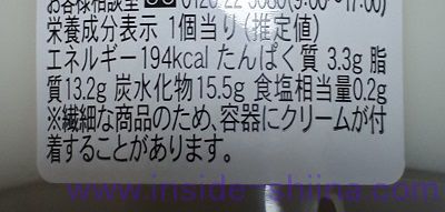 昔ながらのクリームパンナコッタ栄養成分表示