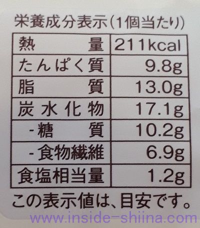 ブランのしらすチーズパン栄養成分表示