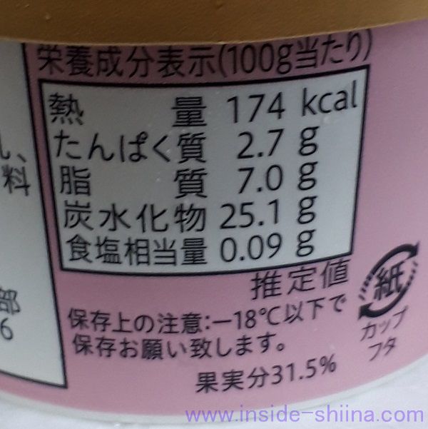 乳蔵「北海道アイスクリーム」ストロベリーのカロリー、炭水化物（≒糖質）