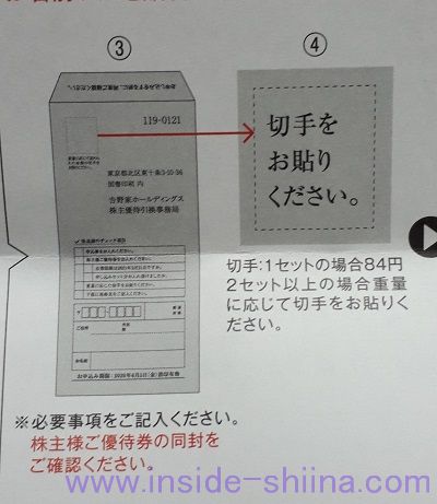 申し込みには切手が必要!