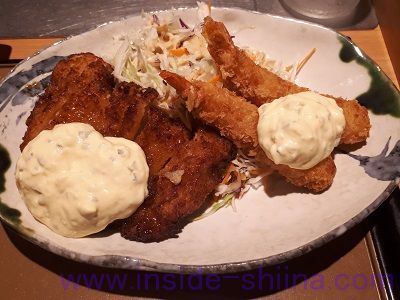 チキン南蛮とエビフライの定食（やよい軒）
