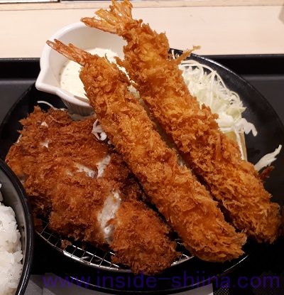 ささみかつ＆海老フライ（2尾）定食（松のや）