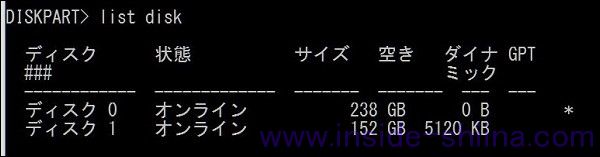 【画像付き】Windows 10 の標準ツール「Diskpart」を利用する具体的な方法2