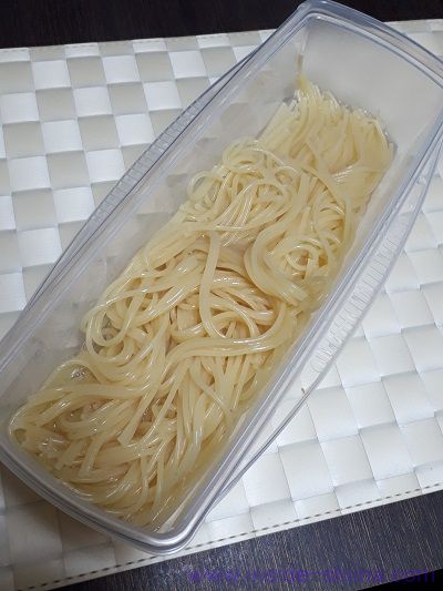 絶品レンジでパスタでの調理直後