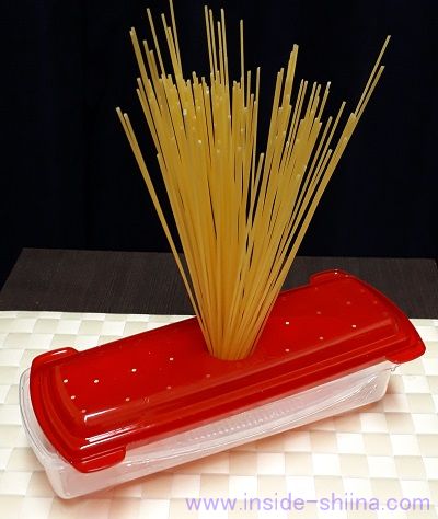 絶品レンジでパスタの蓋で計量出来る