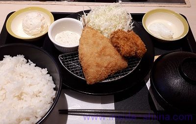 松のや カキフライ&アジフライ定食