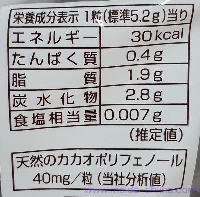 名糖 アルファベットチョコレート、一粒（一個）当りのカロリー、糖質、脂質は！