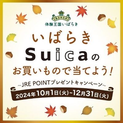 12/31まで！茨城県内でSuicaを1日合計税込1000円以上利用するとJRE POINTが最大1万ポイントが当たるかも！